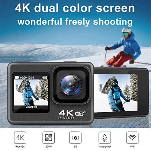 Idoravan 4K Digital Camera for Photography, 2.0 LCD Screen, HD Resolution, 24 MP Vlogging Camera Wide-Angle Lens, Macro Lens,128 GB Card for Traveling Diving with Rechargeable Batteries