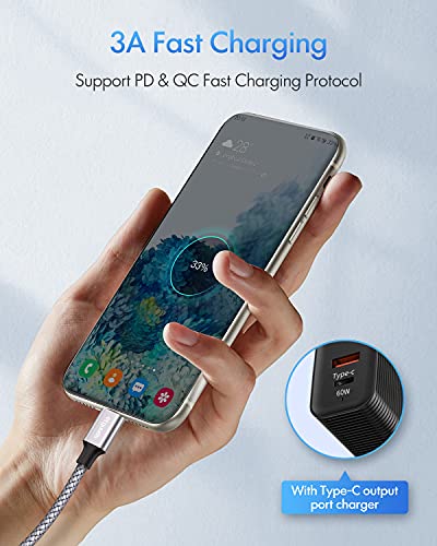 USB C to USB C Cable [3ft, 2-Pack], etguuds 60W/3A Fast Charging USB Type C Charger Cord Compatible with Samsung Galaxy S22/S22+, S21/S21+ Ultra 5G, S20/S20+ Ultra 5G, Note 20/10, Pixel, Switch & More