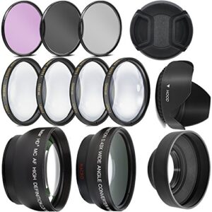 ultra deluxe lens kit for canon rebel t3, t5, t5i, t6, t6i, t7i, eos 80d, eos 77d cameras with canon ef-s 18-55mm is ii stm lens – includes: 7pc 58mm filter set + 58mm wide angle and telephoto lens