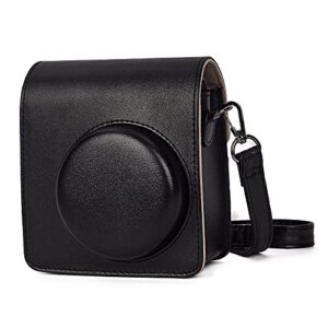 phetium instant camera case compatible with instax mini 40,pu leather bag with pocket and adjustable shoulder strap (black)