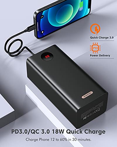 ROMOSS 60000mAh High Capacity Power Bank, 22.5W Max PD 3.0 Fast Charging Portable USB C Battery Packs with 4 Outputs & 3 Inputs & LCD Display, Rechargeable Battery Bank for iPhone and Outdoors Camping