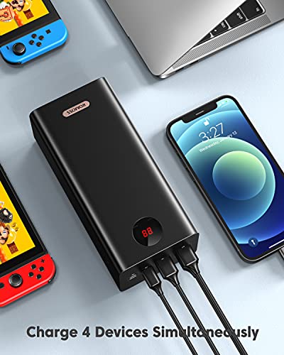ROMOSS 60000mAh High Capacity Power Bank, 22.5W Max PD 3.0 Fast Charging Portable USB C Battery Packs with 4 Outputs & 3 Inputs & LCD Display, Rechargeable Battery Bank for iPhone and Outdoors Camping
