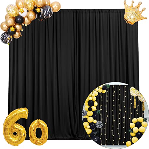 Black Backdrop Curtain for Parties Wrinkle Free Black Photo Curtains Backdrop Drapes Fabric Decoration for Birthday Party Wedding 5ft x 7ft,2 Panels