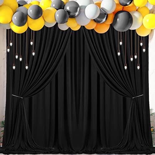 Black Backdrop Curtain for Parties Wrinkle Free Black Photo Curtains Backdrop Drapes Fabric Decoration for Birthday Party Wedding 5ft x 7ft,2 Panels