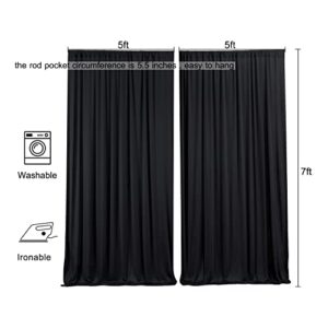 Black Backdrop Curtain for Parties Wrinkle Free Black Photo Curtains Backdrop Drapes Fabric Decoration for Birthday Party Wedding 5ft x 7ft,2 Panels