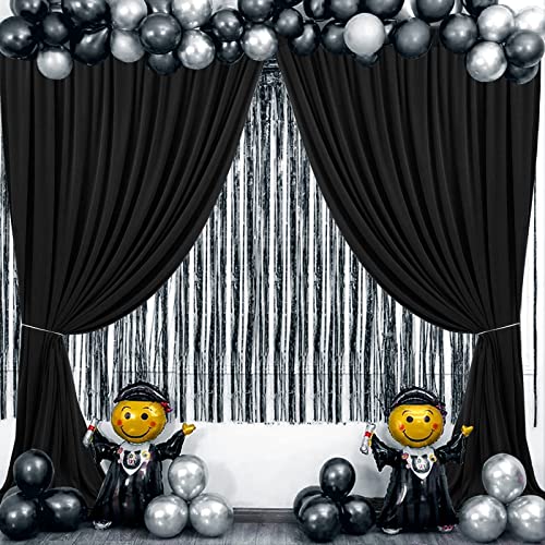 Black Backdrop Curtain for Parties Wrinkle Free Black Photo Curtains Backdrop Drapes Fabric Decoration for Birthday Party Wedding 5ft x 7ft,2 Panels