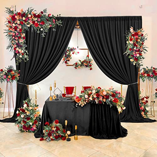 Black Backdrop Curtain for Parties Wrinkle Free Black Photo Curtains Backdrop Drapes Fabric Decoration for Birthday Party Wedding 5ft x 7ft,2 Panels