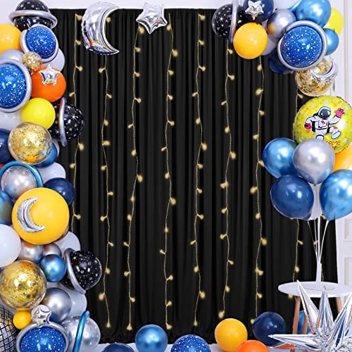 Black Backdrop Curtain for Parties Wrinkle Free Black Photo Curtains Backdrop Drapes Fabric Decoration for Birthday Party Wedding 5ft x 7ft,2 Panels