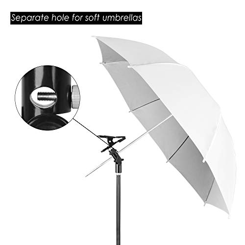 EMART Photography Reflector Holder for Light Stand, Photo Video Studio 5/8" Heavy Duty Metal Clamp Holder, Light Stand Clip Mount with Umbrella Hole for Lighting Reflector Diffuser