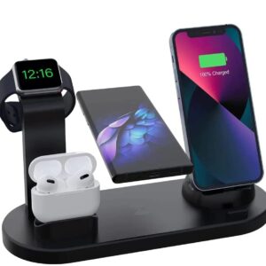 Wireless Charger, 6 in 1 Wireless Charging Station, Fast Wireless Charger Stand for iPhone 14/13/12/11/Pro/Max/XS/XR/X/8/Plus, for Apple Watch 7/6/5/4/3/2/SE, for AirPods 3/2/Pro(Black)