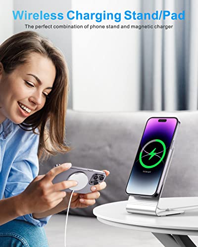 Magnetic Wireless Charger, Mag-Safe Charger Stand with 20W USB C PD Adapter, Mag-Safe Charging Station Compatible with iPhone 14/13/12 Series, Fast Wireless Charging Pad with Phone Stand