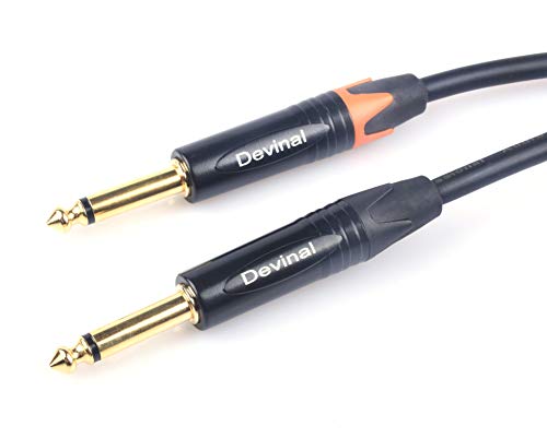 Devinal 3.5mm to Dual 1/4 Y Splitter Cable, 1/8" Female TRS to Dual 6.35mm TS Male Adapter, Female Mini Jack Stereo to 2 Quarter inch Mono Converter 1 feet