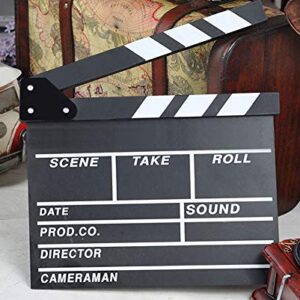 KISEER 12"x11" Movie Film Clap Board Wooden Movie Clapboard Film Clapper Board, Black & White