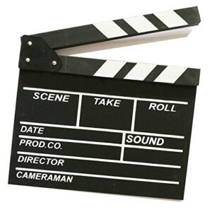 kiseer 12″x11″ movie film clap board wooden movie clapboard film clapper board, black & white