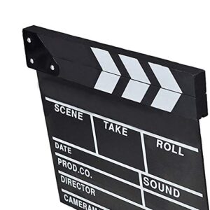 KISEER 12"x11" Movie Film Clap Board Wooden Movie Clapboard Film Clapper Board, Black & White