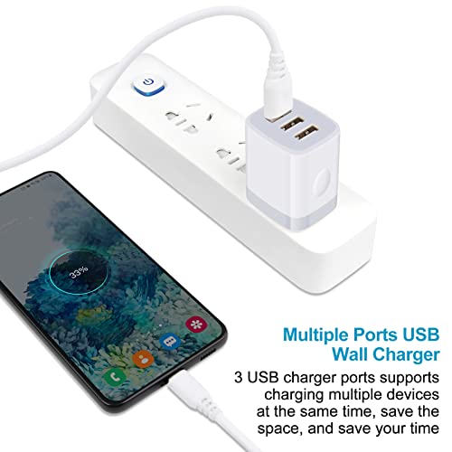 USB Wall Charger Adapter, FiveBox 2PC 18W/3Amp Fast Multiple 3-Ports Wall Charger Plug Box Charger Block Charging Base Cube Compatible iPhone 14 13 12 11 Mini Pro Max SE XS XR X 8 7 6 Pad, Samsung