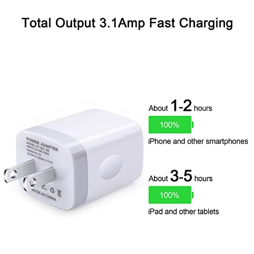 USB Wall Charger Adapter, FiveBox 2PC 18W/3Amp Fast Multiple 3-Ports Wall Charger Plug Box Charger Block Charging Base Cube Compatible iPhone 14 13 12 11 Mini Pro Max SE XS XR X 8 7 6 Pad, Samsung