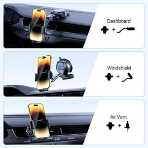 Miracase Phone Mount for Car, [Strong Suction] Universal 3 in 1 Car Phone Holder Mount for Dashboard Windshield Air Vent Compatible with iPhone 14 13 12 11 Pro Max Mini All Mobile Phones