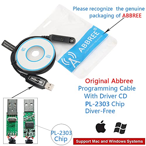 Original Baofeng USB Programming Cable PL2303 Chip Drive Free Win11 for BaoFeng Waterproof Two Way Radio UV-9R Plus (Including UV-9RPRO UV-9G GT-3WP UV-XR and Many More) USA Warranty Gmrs Radio