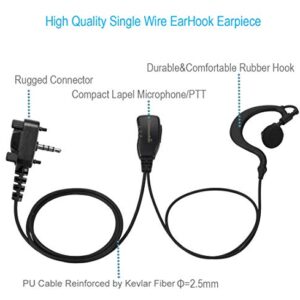 2 Pack Single Wire Earhook Earpiece for Motorola Vertex Radios VX-210 VX-231 VX-261 VX-264 VX-351 VX-354 VX-410 VX-424 VX-450 VX-451 VX-454 VX-459 EVX-261 EVX-531 EVX-534 EVX-539, G Shape Headset