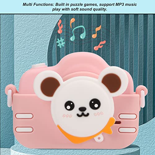 SALUTUY Cartoon Digital Camera, Music Play Anti Skid Built in Puzzle Games 16 Filters Toddler Camera for Gift for Taking Pictures Recording(Pink)