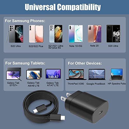 USB C Charger 25W Samsung Fast Charger Type C Super Fast Charging Block & 6.6ft Android Phone Charger Cable for Samsung Galaxy S23Ultra/S23/S23+/S22/S22Ultra/S22+/S21/S20/Note 10/20,Z Fold/Flip,2 Pack