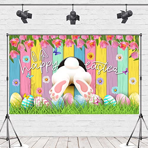 FARMNALL Easter Backdrop Bunny Egg Rabbit Photography Backdrop Easter Photo Decorations Photo Background Easter Grass Wall Decor