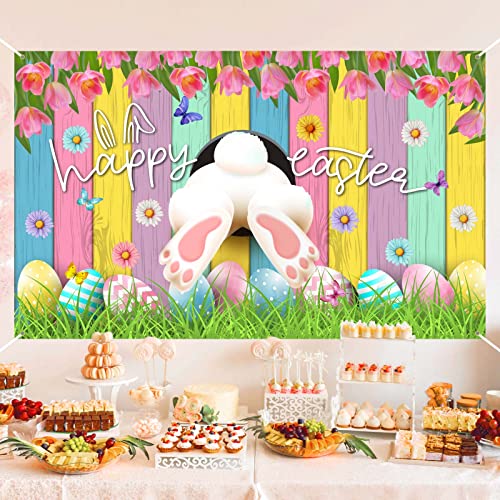 FARMNALL Easter Backdrop Bunny Egg Rabbit Photography Backdrop Easter Photo Decorations Photo Background Easter Grass Wall Decor