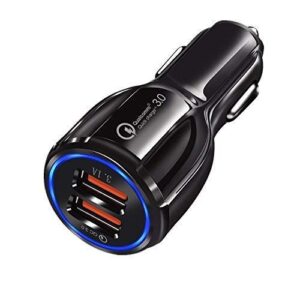 Adaptive Fast Charging Car Charger, VectorTech Dual USB Adapter Cigarette Lighter Power Outlet Compatible with Samsung Galaxy S8 S9 S10e S10 Plus Note 8 9, iPhone 6 7 8 X XR XS Max, iPads (Black)