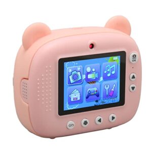 children hd camera, music playback kids camera auto 3 games 24mp dual cameras for travel (pink)