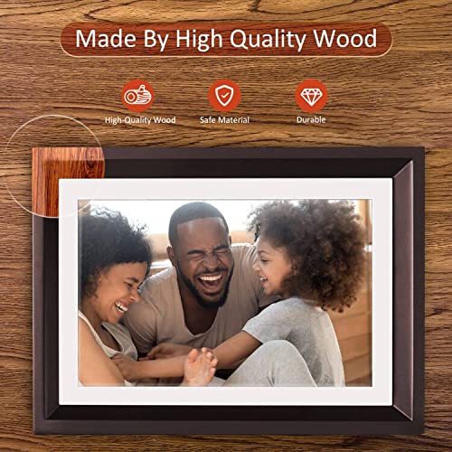 LOVCUBE Digital Picture Frame 10.1 inch WiFi Digital Photo Frame with HD Touch Screen Auto-Rotate Share Photos and Videos via App Anytime and Anywhere(Dark Brown)