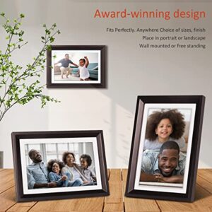 LOVCUBE Digital Picture Frame 10.1 inch WiFi Digital Photo Frame with HD Touch Screen Auto-Rotate Share Photos and Videos via App Anytime and Anywhere(Dark Brown)