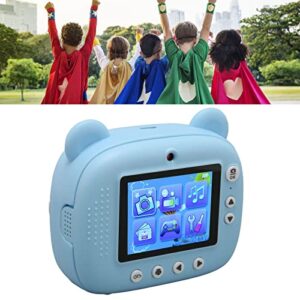 Children HD Camera, Music Playback Kids Camera Auto 3 Games 24MP Dual Cameras for Travel (Blue)