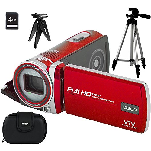 Vivitar ID975 Full HD 1080p Polaroid Dual Shot Video Camera - Red - 4GB Accessory Bundle with Deco Gear DSLR and Mirrorless Camera Bag (Small)