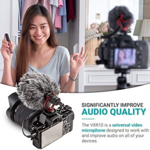 Movo VXR10 Universal Video Microphone with Lightning Dongle Adapter - Includes Shock Mount, Deadcat Windscreen, Case - Compatible with iPhone 14, 13, 12, 11, XS, XR, X, Pro, Max, and More