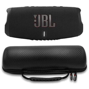 jbl charge 5 waterproof portable speaker with built-in powerbank and gsport carbon fiber case (black)
