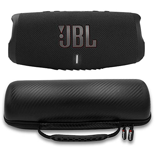 JBL Charge 5 Waterproof Portable Speaker with Built-in Powerbank and gSport Carbon Fiber Case (Black)