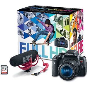 canon eos rebel t6i video creator kit with 18-55mm lens, rode videomic go and sandisk 32gb sd card class 10 – wi-fi enabled