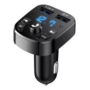 fm bluetooth transmitter for car, wireless bluetooth radio adapter car kit mp3 player receiver audio music stereo, handsfree calling dual usb ports quick charger for all smartphones