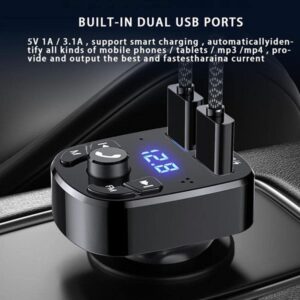 FM Bluetooth Transmitter for Car, Wireless Bluetooth Radio Adapter Car Kit MP3 Player Receiver Audio Music Stereo, Handsfree Calling Dual USB Ports Quick Charger for All Smartphones