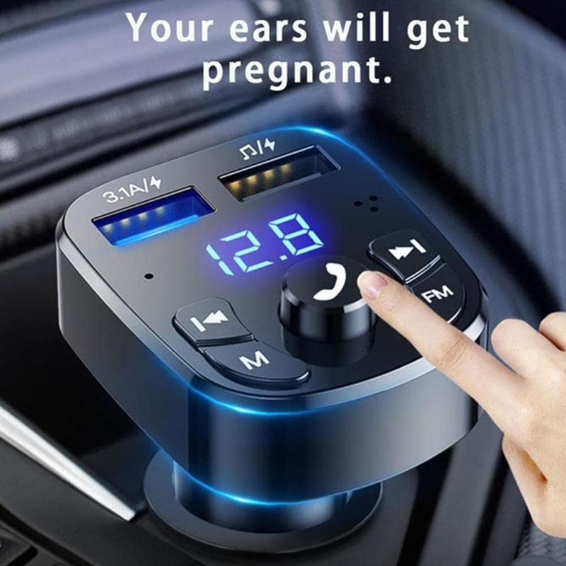 FM Bluetooth Transmitter for Car, Wireless Bluetooth Radio Adapter Car Kit MP3 Player Receiver Audio Music Stereo, Handsfree Calling Dual USB Ports Quick Charger for All Smartphones