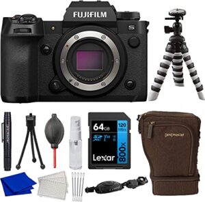 fujifilm x-h2s mirrorless camera body (black) bundle with additional accessories (flexible tripod, 64gb memory card & more – 7 items)