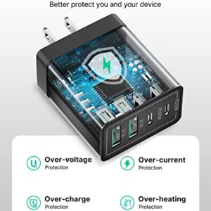 USB Wall Charger, 40W 4-Port Fast USB C Charger Block PD Power Adapter + QC USB A Wall Plug Multiport Type C Fast Charging Block Cube for iPhone 14 13 12 11 Pro Max XS XR X 8 7 SE Plus, iPad, Samsung