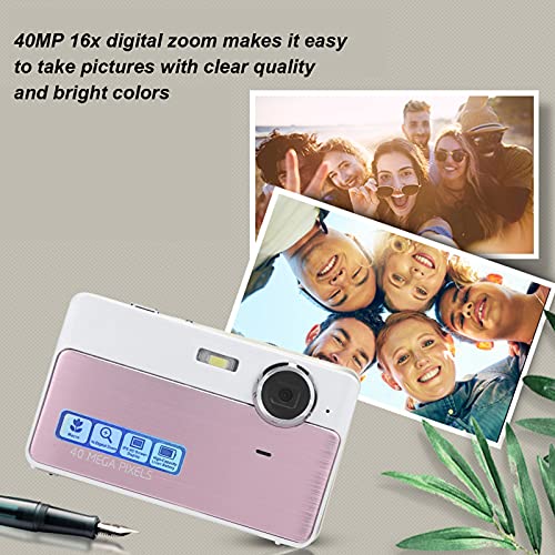 Zyyini Digital Camera, Mini FHD 1080P 40MP Vlogging Camera with 16X Digital Zoom, TFT 2.4 inch Screen, Fixed Focusing Lens 4P, USB Rechargeable Camera for Students/Teens/Kids(Pink)