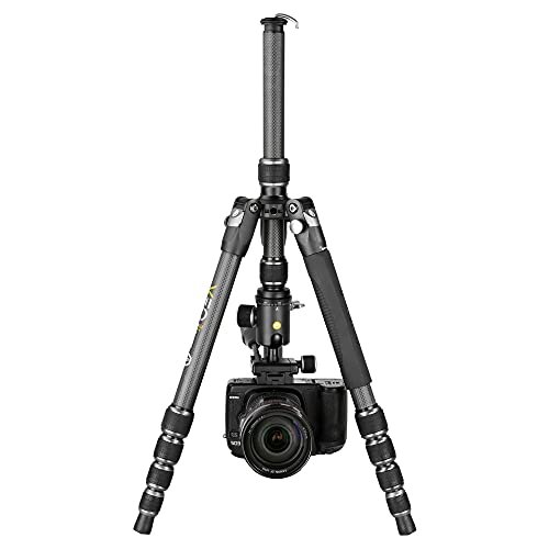 Vanguard VEO3T235CBP Carbon Fiber Travel Tripod with Ball Head, Removeable Pan Handle, and Quick Shoe with Built-in Smartphone Holder