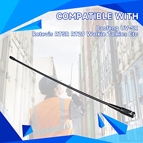 Retevis RHD-771 Walkie Talkie Antenna,SMA-F Dual Band UHF/VHF 144/430Mhz Antenna,15.4inch Flexible Whip Antenna,Compatible with Baofeng UV-5R Aliunce HD1 Retevis RT29 RT86 RT-5R 2 Way Radio(1 Pack)