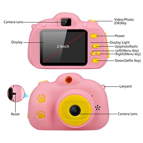 LKYBOA Children's Digital Camera -Slip Compact Digital Camera Toy for Children Best Gifts for Year Old Boys & Girls Blue Pink (Color : Pink)