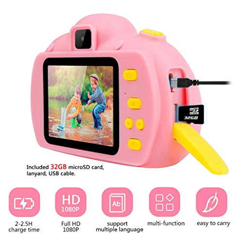 LKYBOA Children's Digital Camera -Slip Compact Digital Camera Toy for Children Best Gifts for Year Old Boys & Girls Blue Pink (Color : Pink)