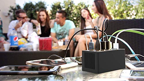 SABRENT 60 Watt (12 Amp) 10 Port [UL Certified] Family Sized Desktop USB Rapid Charger. Smart USB Ports with Auto Detect Technology [Black] (AX-TPCS)