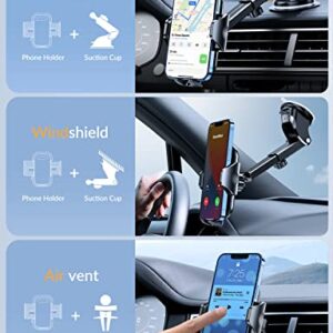 DesertWest [2023 Flagship] Car Phone Holder Mount,Universal Cell Phone Holder Car Dashboard Windshield Air Vent Compatible with iPhone 14 Pro Max 13 12 11 X XS 8 7, Galaxy S23 S22 All Phones